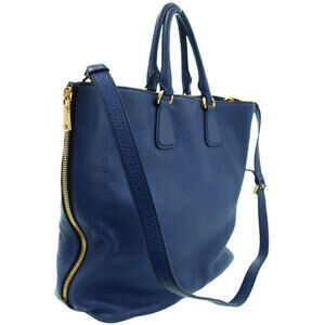 Prada bag Daino tote leather calfskin pebbled Vitello Blue
